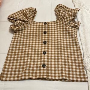 COPY - Madewell Gingham Puff Sleeve Button Top NWOT